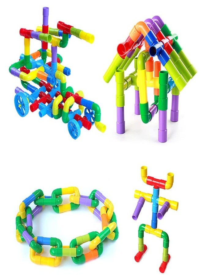 PULSBERY Educational Pipe Puzzle for Kids - 85Pcs Plastic Water Pipe Shaped Creative Tube Locks Construction Set Toy with Wheels Kids Educational Preschool Learning Toys (85 Pieces) - Image 5